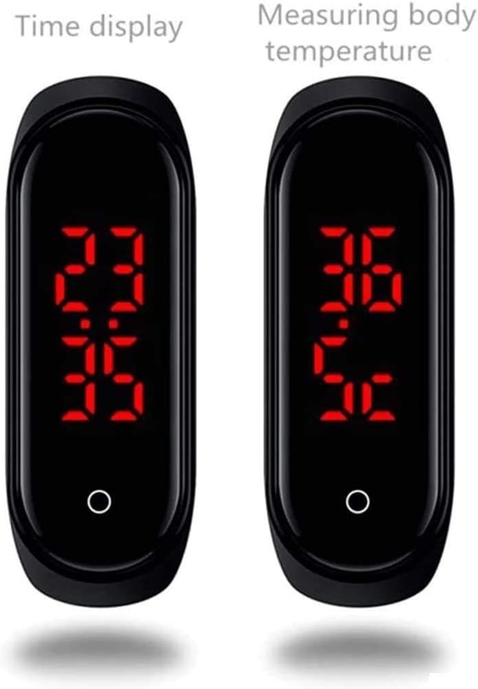 TRACER Bracelet Smart Wristband Watch Body Temperature Measuring Real-time Display Smartwatches,Waterproof – Black