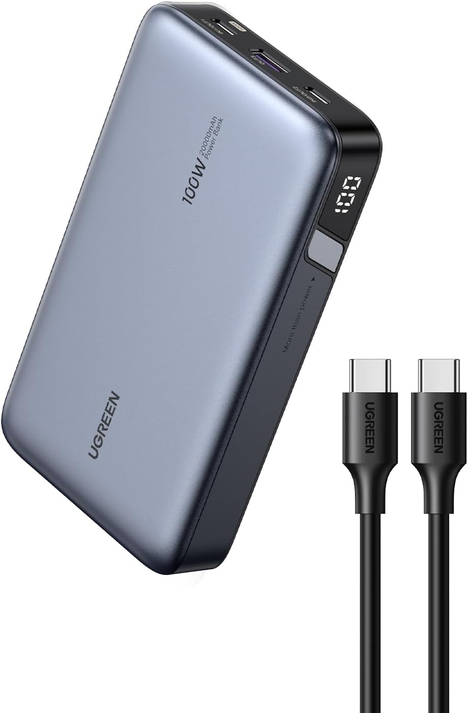 UGREEN 20000mAh 100W Power Bank, Nexode Portable Charger USB C 3-Port PD Fast Charging Battery Pack Digital Display for MacBook, iPad, iPhone 16, Galaxy S24 Ultra, Steam Deck, Dell XPS and More