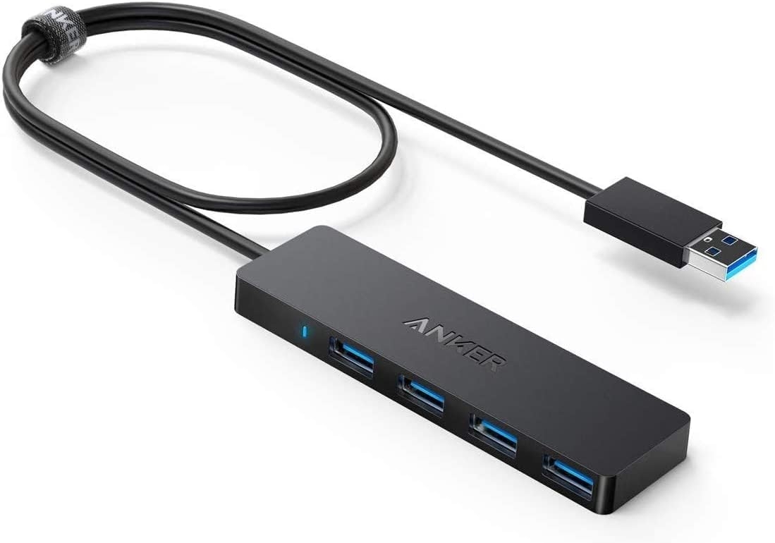 Anker 4-Port USB 3.0 Hub, Ultra-Slim Data USB Hub with 2 ft Extended Cable (Charging Not Supported), for MacBook, Mac Pro, Mac Mini, iMac, Surface Pro, XPS, PC, Flash Drive, Mobile HDD