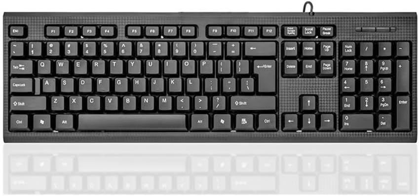 Wired Computer Keyboard, Plug Play USB, Large Number Pad, LED Indicators，Ergonomic, Foldable Stands,Anti-Wear Letters Full Size Keyboard,for Windows Mac PC Laptop-Black