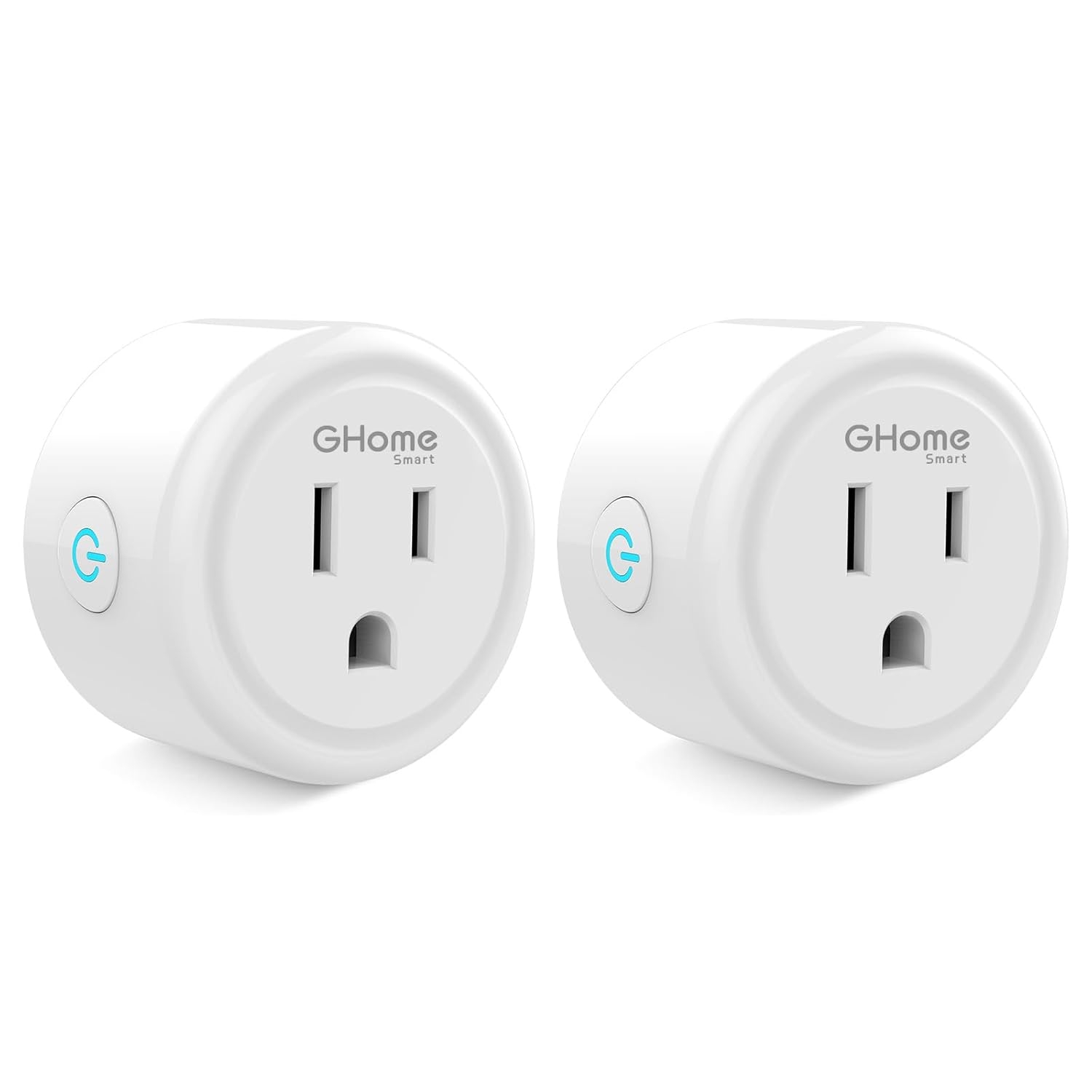 GHome Smart Mini Smart Plugs Work with Alexa and Google Home, WiFi Smart Outlet Socket Remote Control Timer Function, Only 2.4GHz Network, No Hub Required, ETL FCC Listed (2 Pack), White