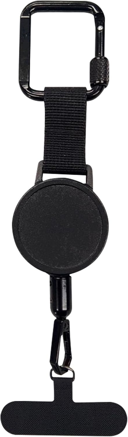 Retractable Anti-Theft Phone Holder Extendable Key Chain Lanyard Holder Phone Strap with Carabiner Keys Phone Accessories for Travel Hiking (Black)