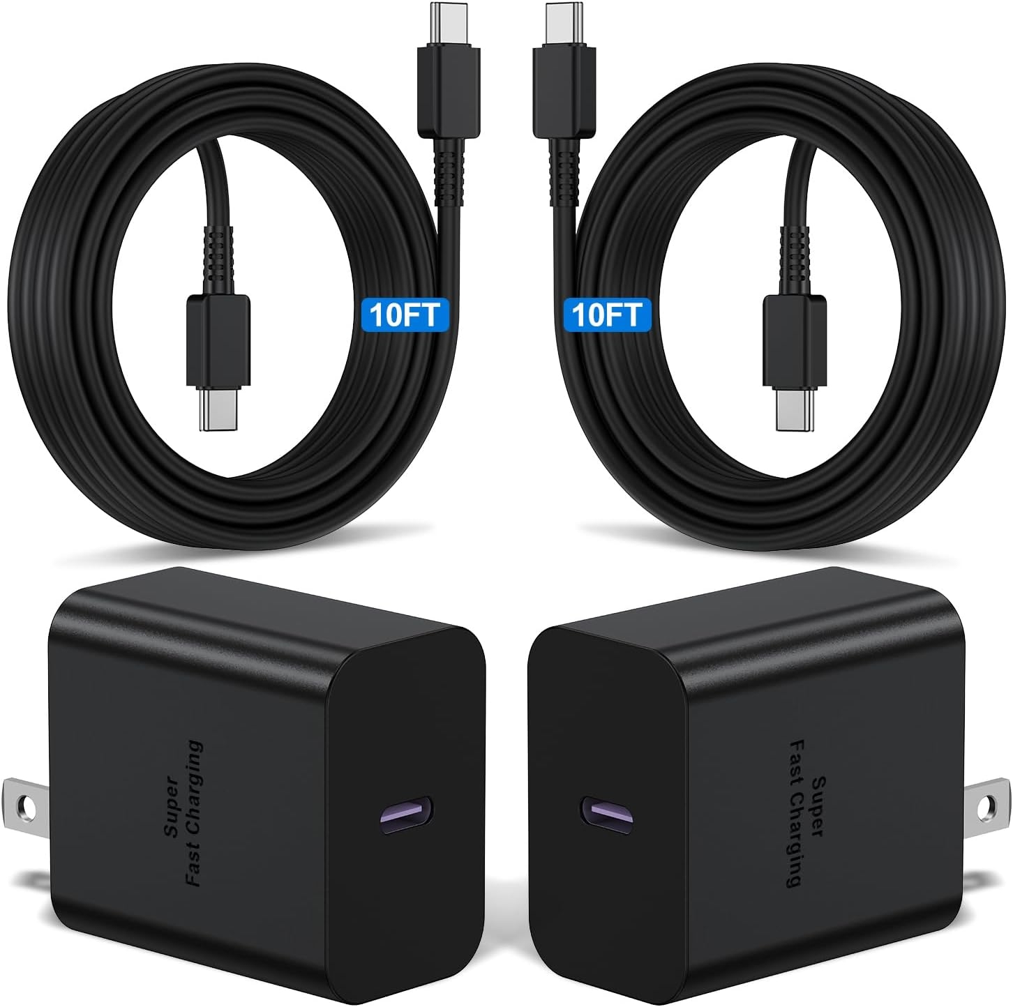 2Pack 45W Super Fast Charger Type C 10ft, USB C Wall Charging and Long Android Phone Charger Cable Cord for Samsung Galaxy S25 Ultra/S25 Plus/S25/S24+/S24 Ultra/S23 Ultra/S22 Plus/S21/Note 20/Note10+