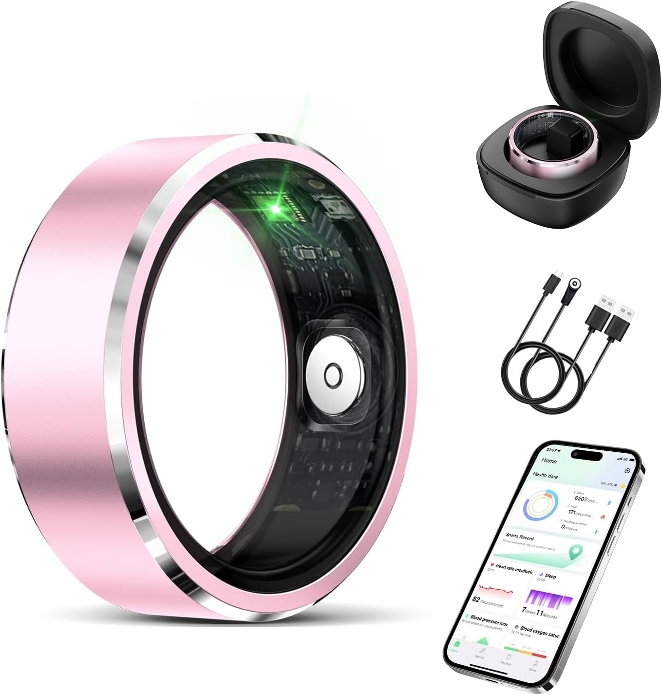 Smart Ring for Women Men-Wearable Fitness Tracker with Sleep Tracking Heart Rate Blood Oxygen Healthy Monitor Ring Activity Monitoring Steps Calories