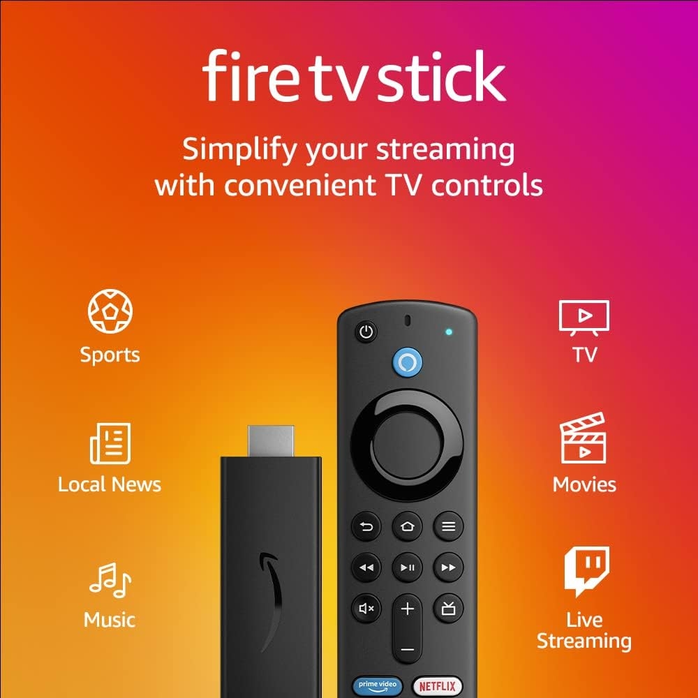 Like-New Fire TV Stick with Alexa Voice Remote (includes TV controls), HD streaming device