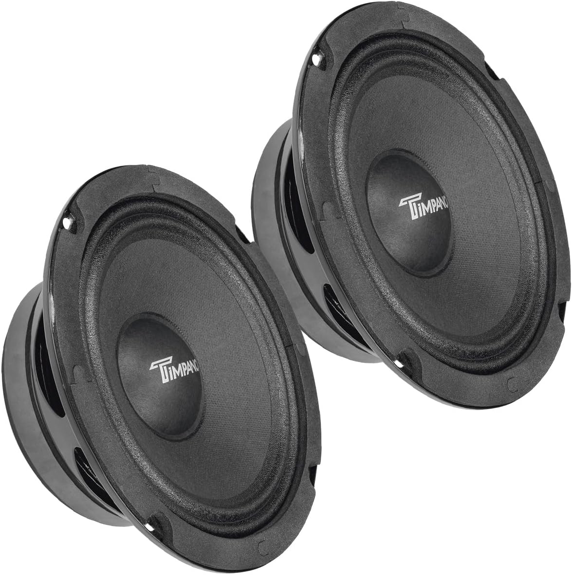 Timpano 6.5 Inch Shallow Midrange Speaker 500 Watts TPT-MR6-4 PRO Bundle 6.5 Midrange Speakers 4 Ohm Shallow Mount Car Audio Speaker, Pro Audio Loudspeaker Compact for Doors (Pair)