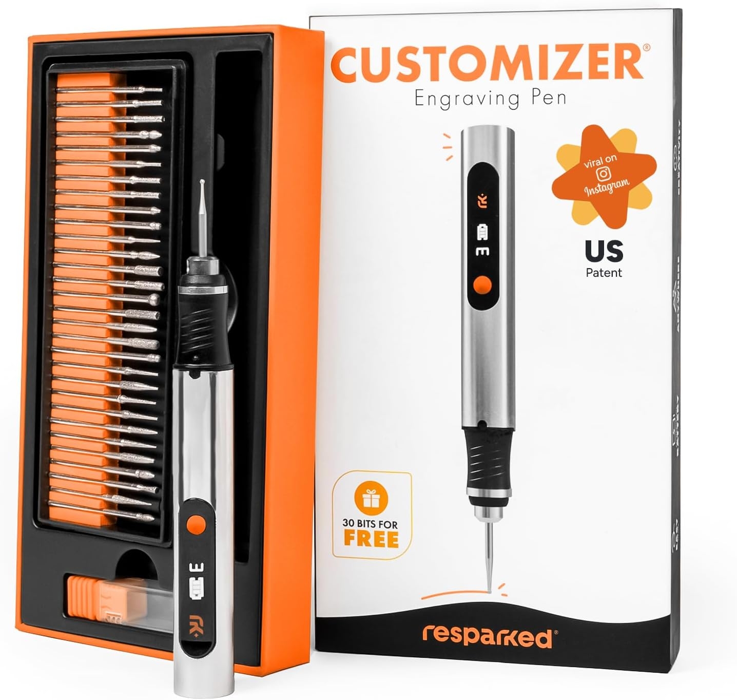 Customizer Resparked Engraving Pen (Formerly Culiau): Ultimate Cordless Portable Tool for Artists & DIYers – Engrave 50+ Surfaces – Beginner Friendly – Rechargeable – Free 30 Bits & Mastery Guide