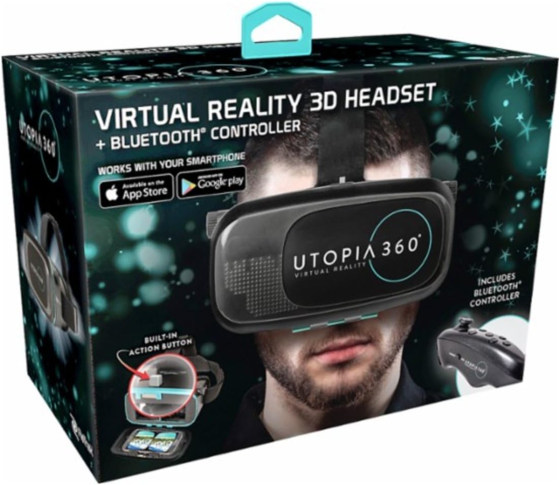 Emerge Tech EUVRC Utopia 360Degree Virtual Realty Headset with Bluetooth Controller, Black