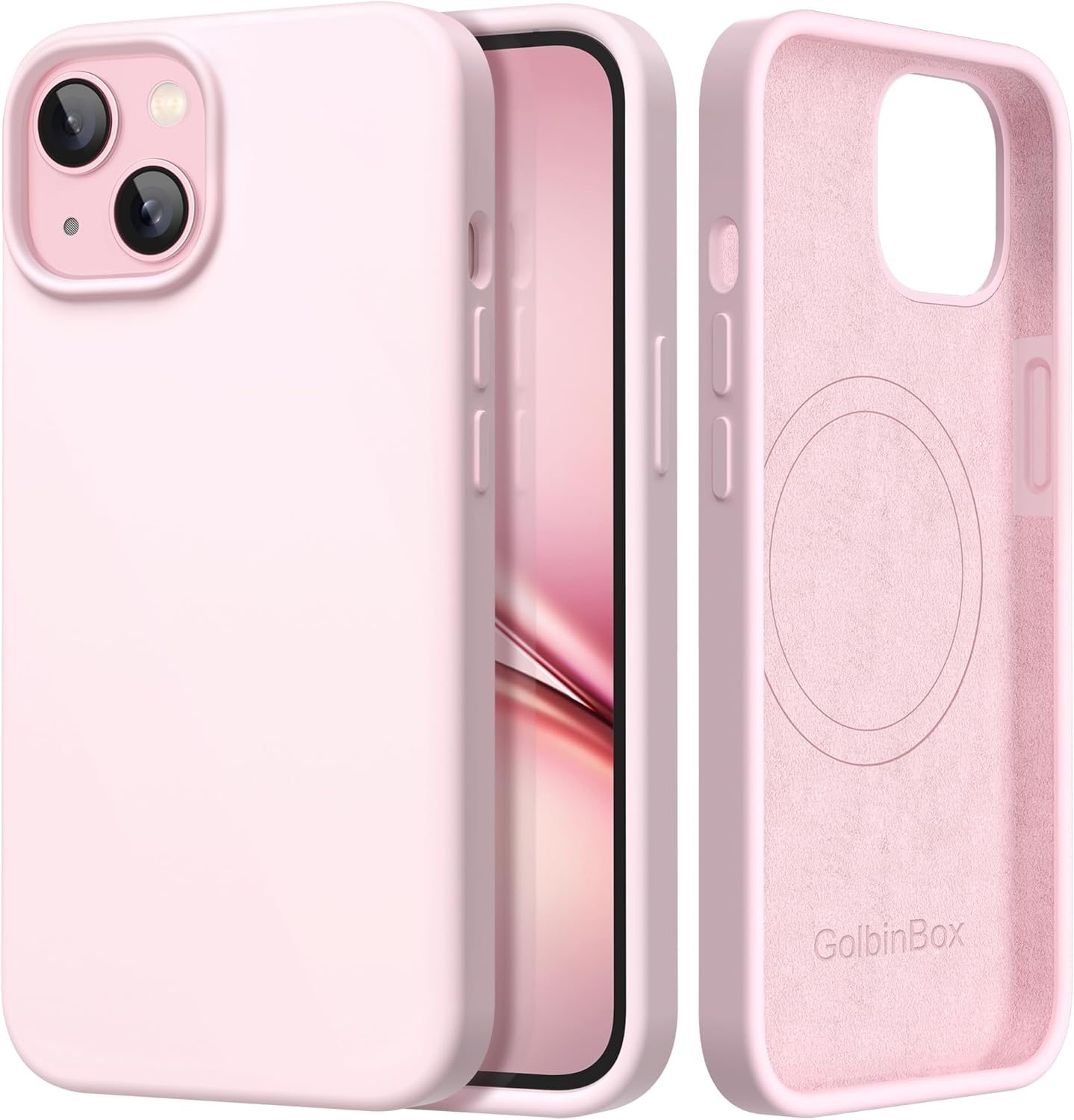 Magnetic for iPhone 15 Case, Compatible with MagSafe, [Soft Anti-Scratch Microfiber Lining], Slim Liquid Silicone Shockproof Protective Phone Case for iPhone 15 6.1 inch, Chalk Pink