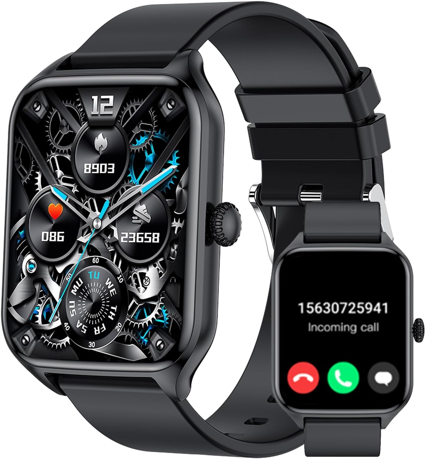 Smart Watch for Men Women (Answer/Make Calls), 1.85″ Fitness Tacker with Heart Rate/Pedometer/Calories/Sleep Monitor/100+ Sport Modes, Fitness Watch for Android iPhone