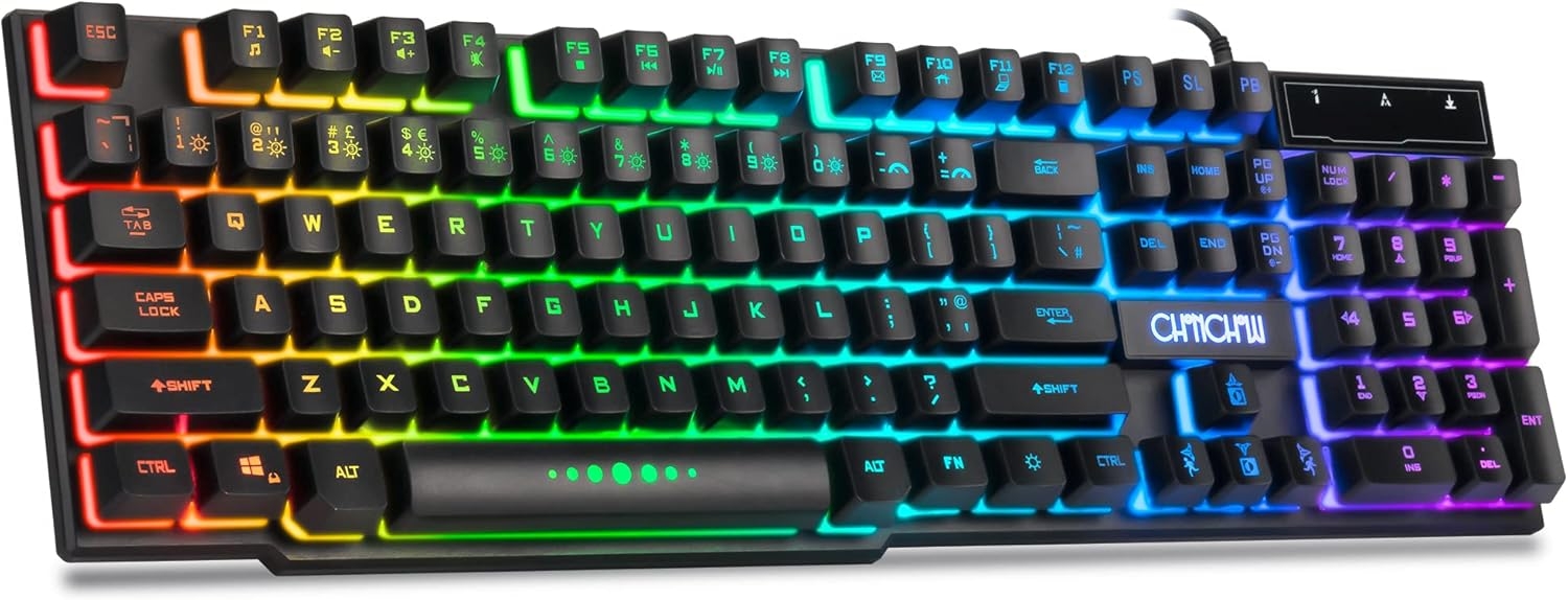 CHONCHOW Wired Gaming Keyboard for Mac PC PS5 PS4 Xbox One Gamers, RGB Backlit LED Mechanical Feel Keyboard with Multimedia Keys Number Pad, 104 Keys USB Desktop Computer Windows Keyboard (Black)