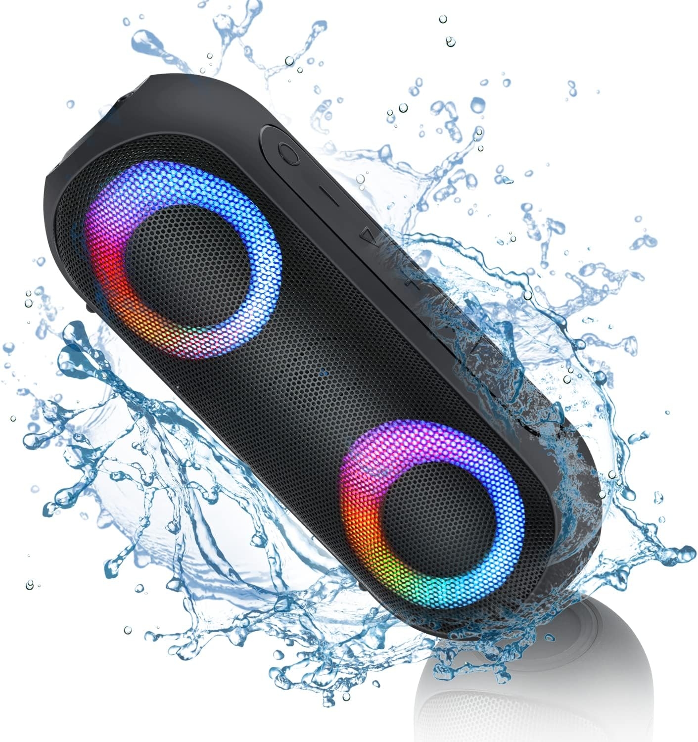 NOTABRICK Bluetooth Speakers with Light, 30W Portable Bluetooth Wireless(100FT Range) Loud Stereo Sound, IPX7 Waterproof Shower Speakers, RGB Multi-Colors Rhythm Lights